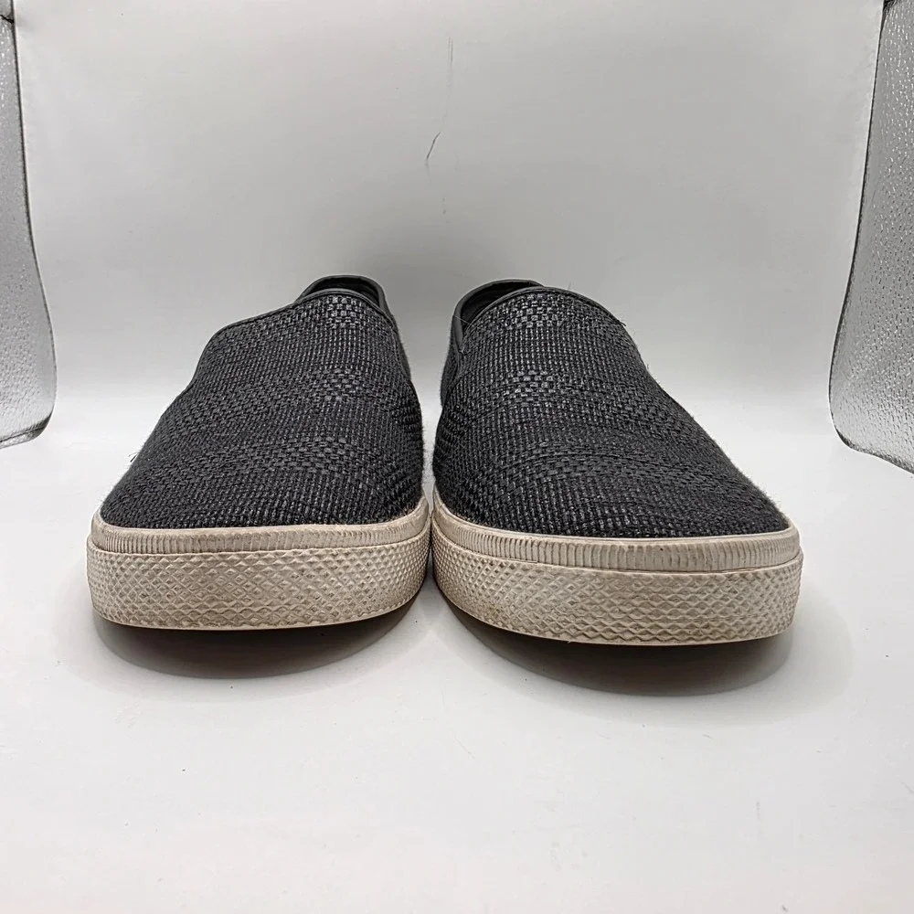 Lauren Ralph Lauren Jinny Black Woven Slip On Sneakers Womens 9B Gold Logo Flat